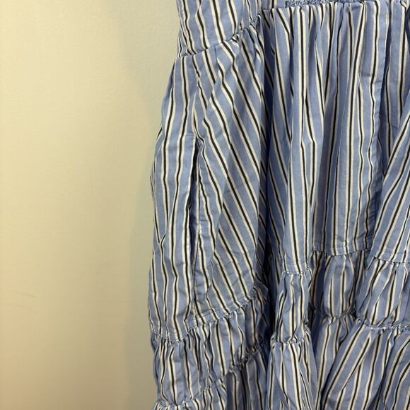 J.Crew Generative Cotton Blue Striped Tiered Midi Dress Size 6CA705‎ Summer 2024 - Picture 6 of 12